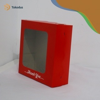 Kardus Kue/Box Bolu/Dus Kue Bolu 22x22x7 cm Duplex Merah Laminasi Dalam - Tokodus Pagarsih