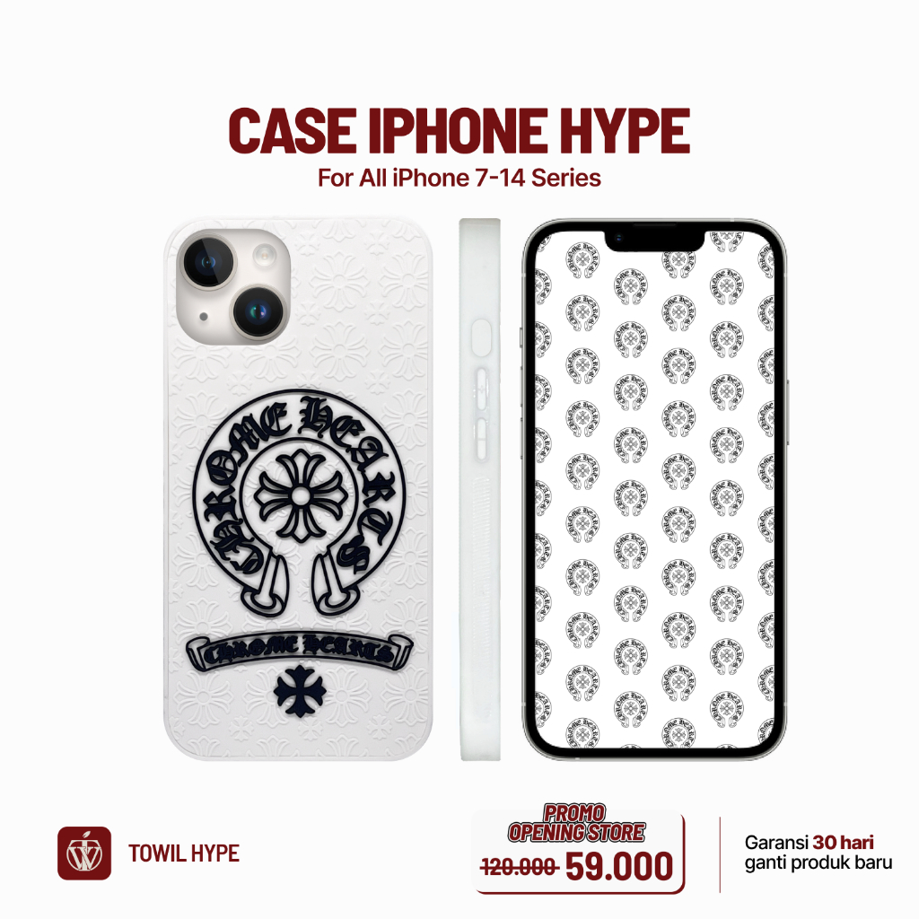 Case IPhone 15 14/13/12/11/X/8/7 Premium Motif Chrome Hearts 3D - CHW