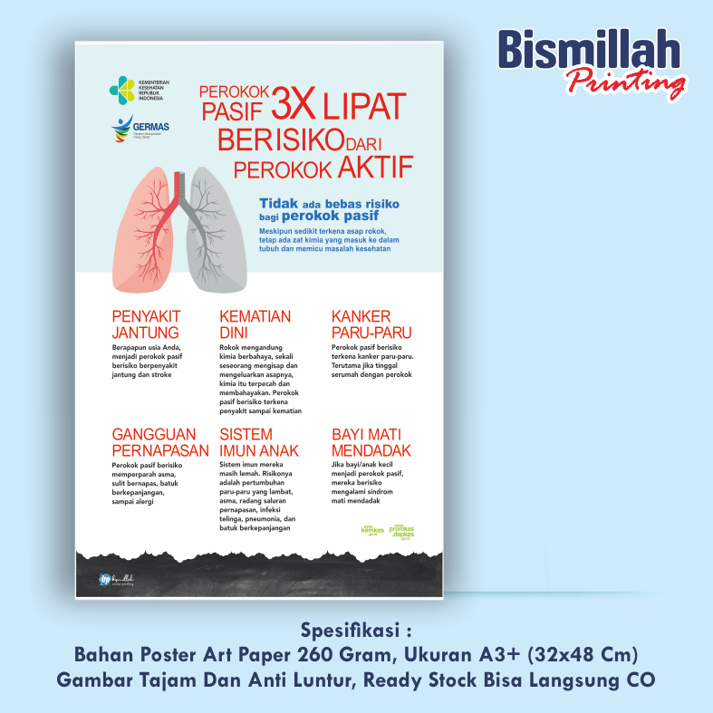 

Poster Perokok Pasif 3x Lebih Beresiko