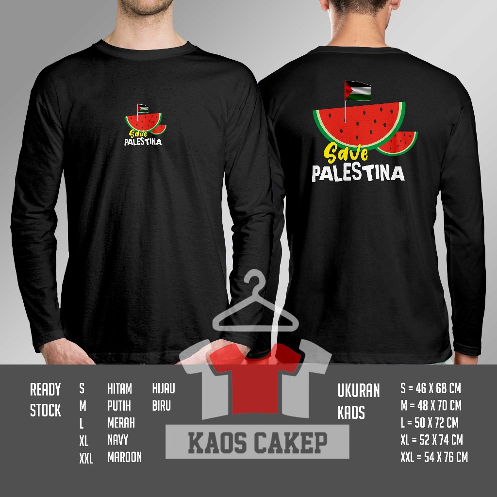 Kaos Save Palestina SEMANGKA SAVE PALESTINA Lengan Panjang Kaos Distro