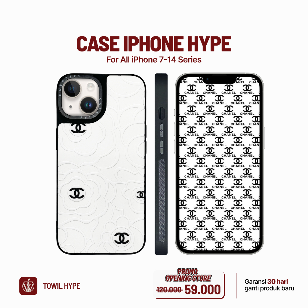 Case IPhone 15 14 13 12 11 X 8 7 Pro Max Mini Plus Premium Motif Chanel 3D - CW