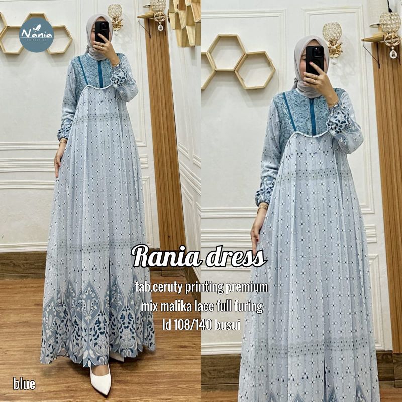 Gamis Wanita Ceruty Printing Premium Rania Dress bestseller