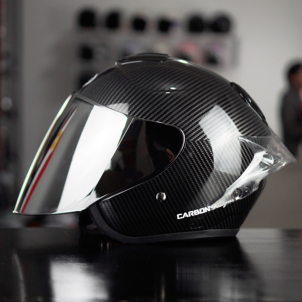 HELM HALF FACE RSIX EVEREST SNI MOTIF CARBON PAKET GANTENG