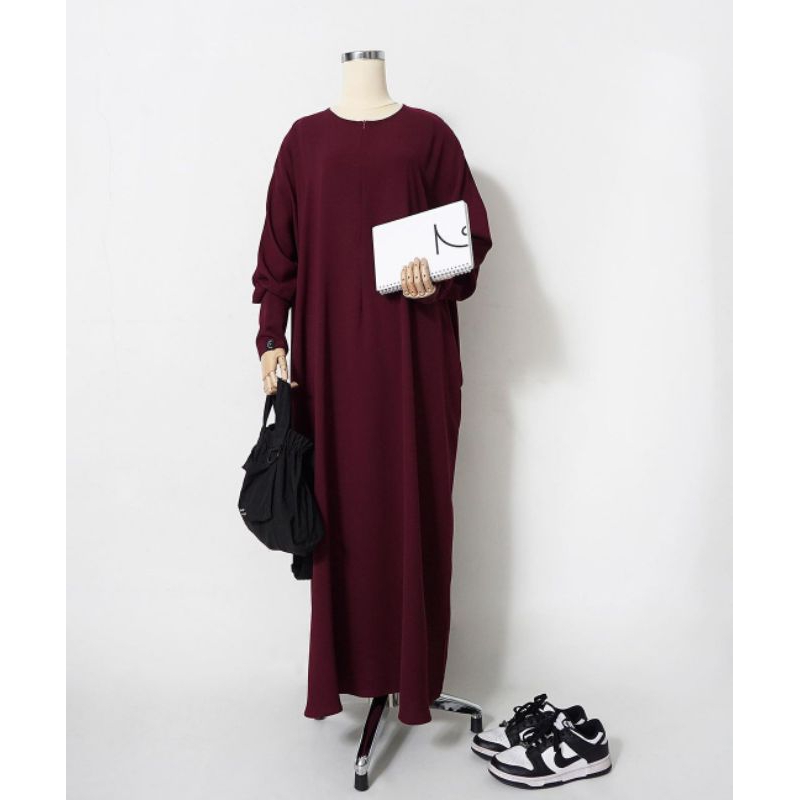 New Saila Dress by Aljenna Dark Maroon Caramel Winter Cream Jemima Abaya FKMB FK Mini Basic Laeeba D