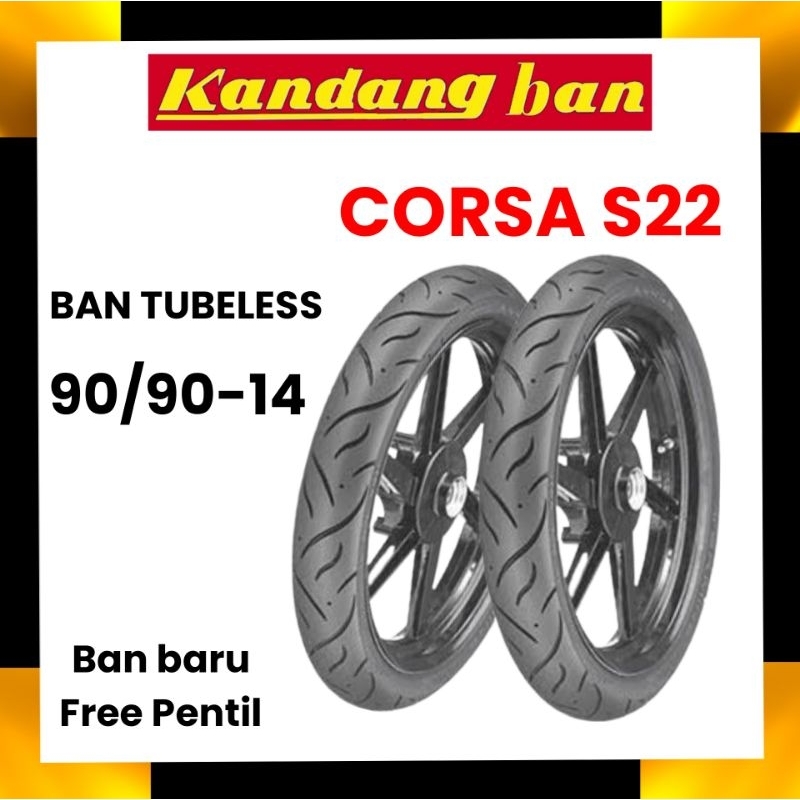 BAN TUBLES MATIC CORSA 90/90 -14 BAN BARU FREE PENTIL