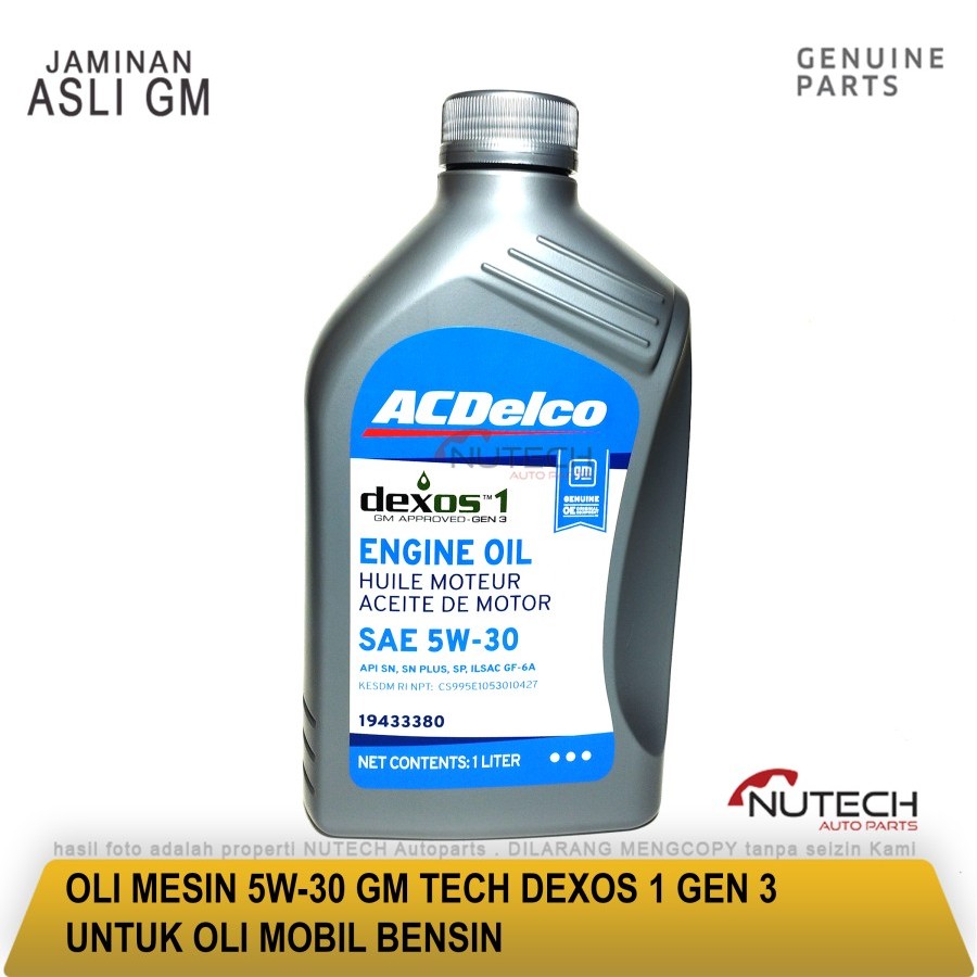 OLI MESIN BENSIN 5W 30 5W30 FULL SINTETIS GM TECH DEXOS 1 GEN 2