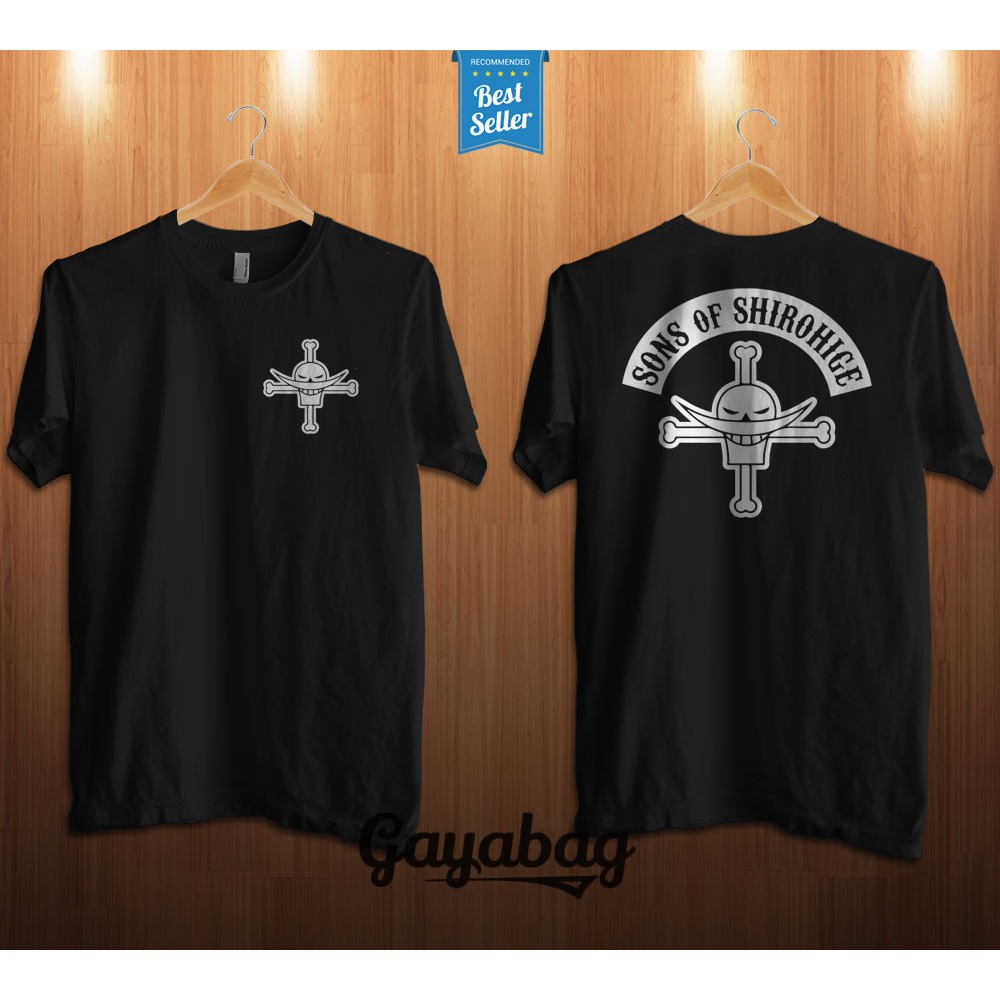 Tshirt kaos baju lengan pendek unisex anime one piece bajak laut shirohige whitebeard pirates 003 be
