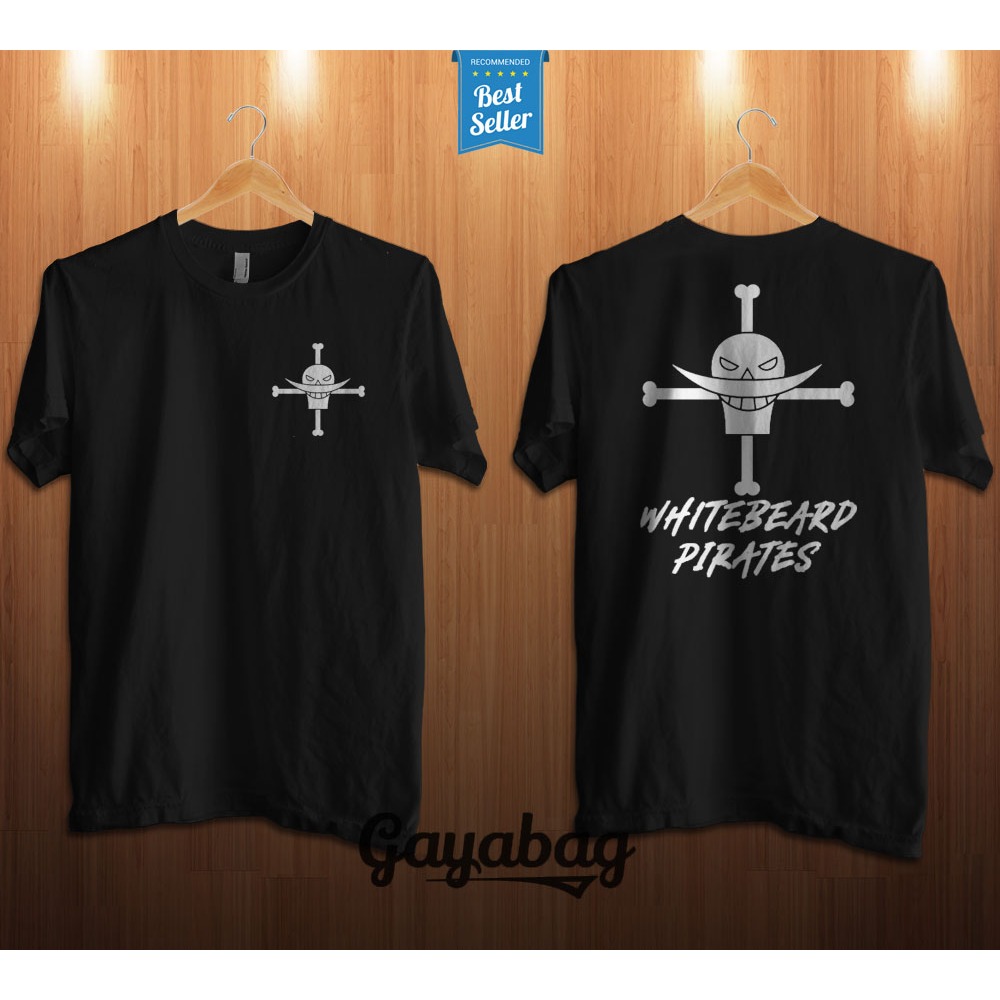Tshirt kaos baju lengan pendek unisex anime one piece bajak laut shirohige wahitebeard pirates 005 b