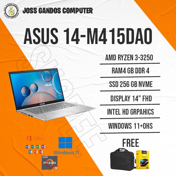 ASUS VIVOBOOK M415DAO/AMD RYZEN 3-3250/RAM 4GB/SSD 256GB/WIN11/SILVER