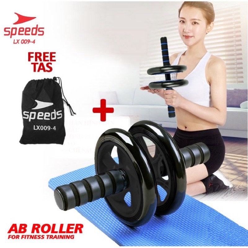 SPEEDS AB Wheel/AB Roller/Double Wheel/Alat Sit Up/Alat Gym  Bonus Matras Alat Pembakar Lemak 009-4