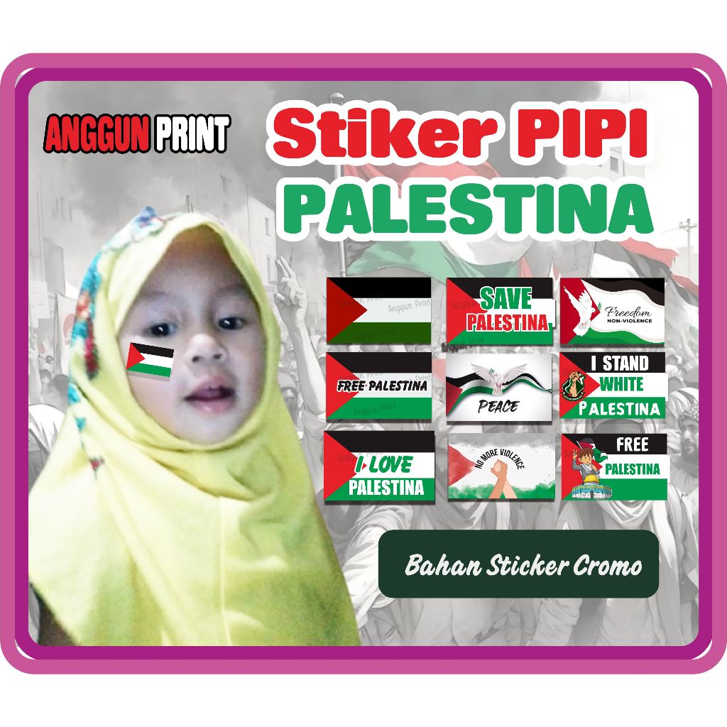 

isi 50 Stiker Pipi Bendera Palestina ree palestina/save palestina