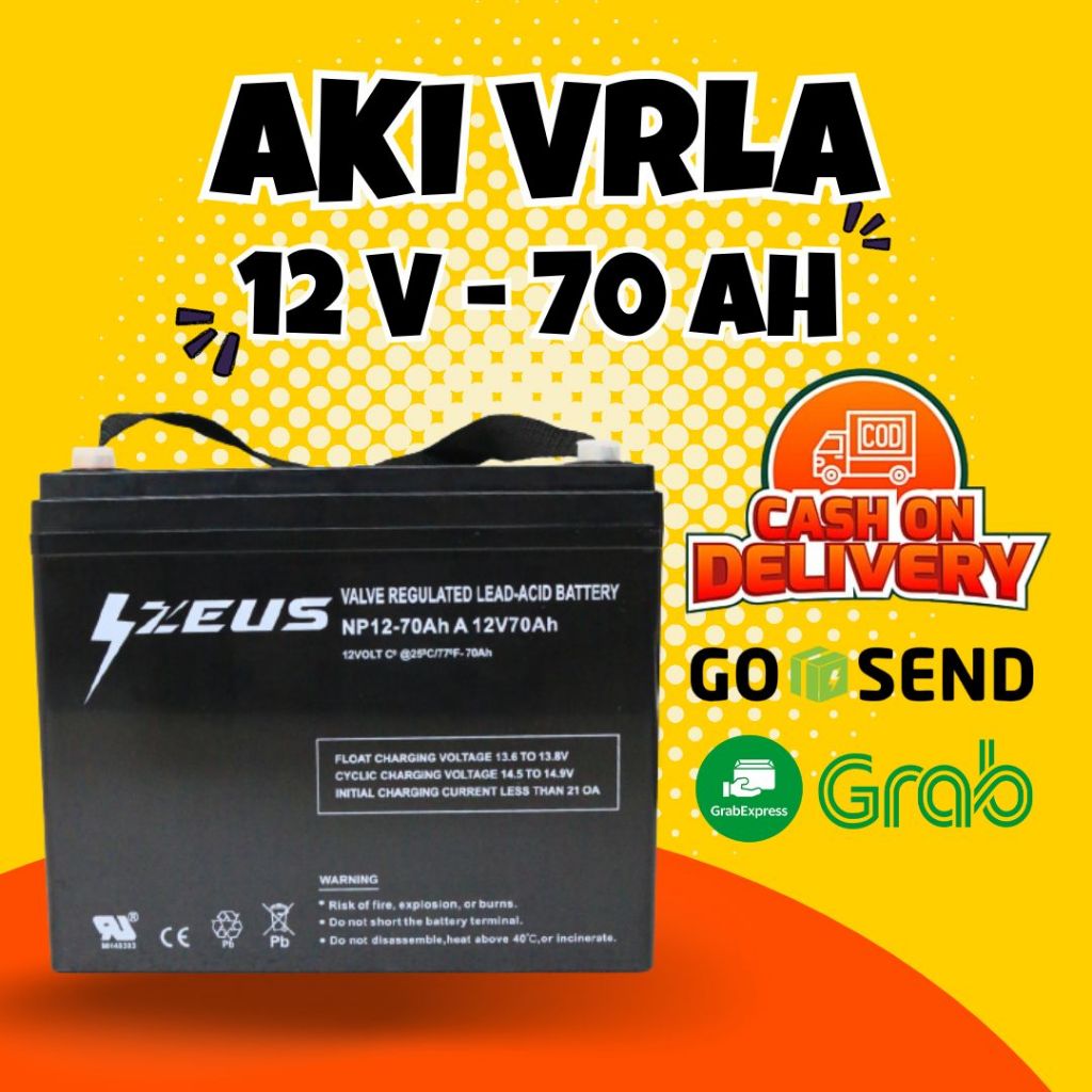 Aki Baterai Vrla Zeus 70 Ampere 12V 70 ampere Battrey Vrla