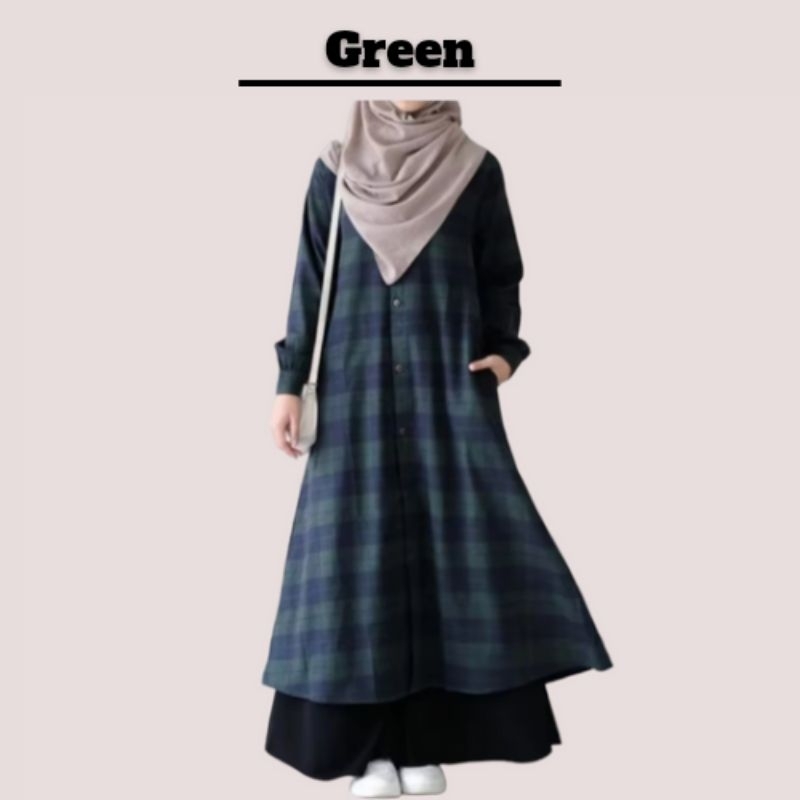 MURAH KHAYLA LONG TUNIK S M L XL XXL JUMBO - TUNIK WANITA FLANEL KOTAK KOTAK BUSUI JUMBO