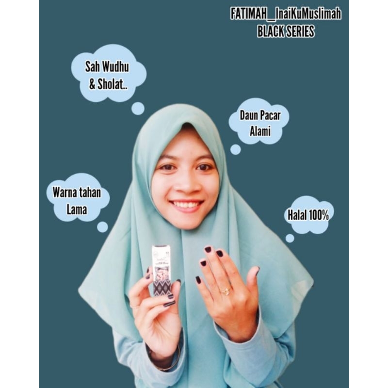 Inai Kuku Fatimah BLACK/ KUTEKMUSLIMAH/PACARHALAL/HENNASAHSHOLAT