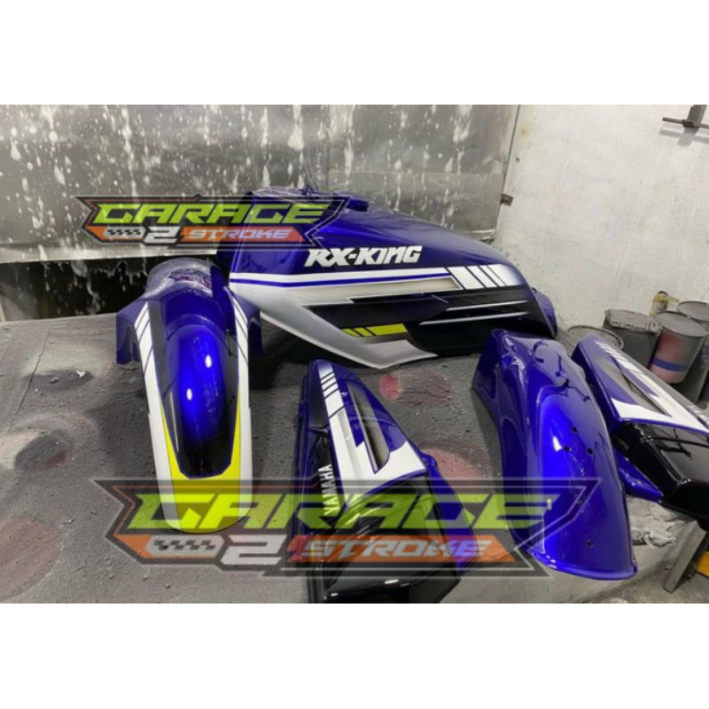 Tangki Tangki Bensin Set Yamaha Rx King Airbrush Biru Putih