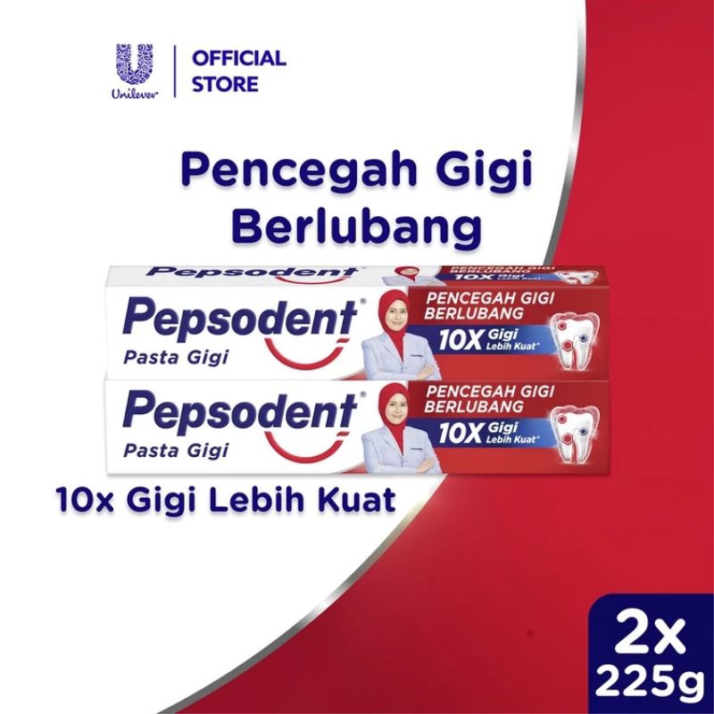 Pepsodent 225gr isi 2/pasta gigi/odol isi 2 ukuran 225gr
