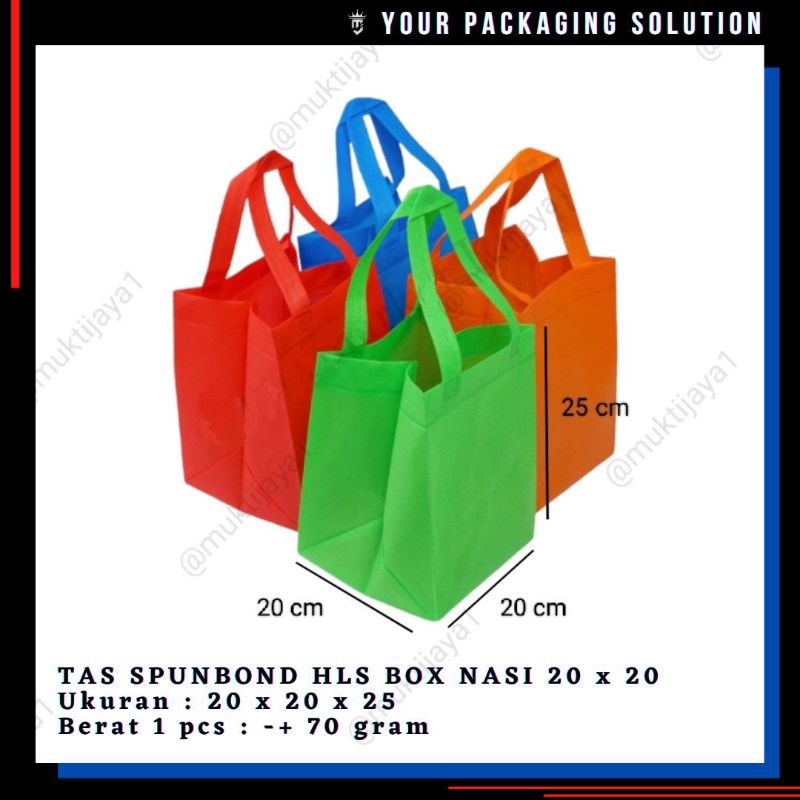 

TAS KOTAK NASI 20x20cm HLS BOX PRES POLOS ll Spunbond ll Goodie Bag ll Tas Kain ll Tas Kado ll Tas Berkat ll Tas Hajatan