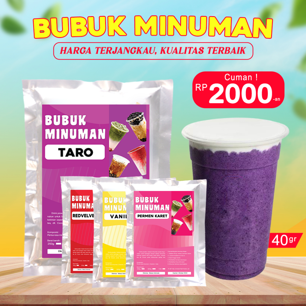 BUBUK MINUMAN ANEKA RASA /  SERBUK MINUMAN RASA 40GR / BUBUK MINUMAN RASA 40GR / TESTER BUBUK MINUMA