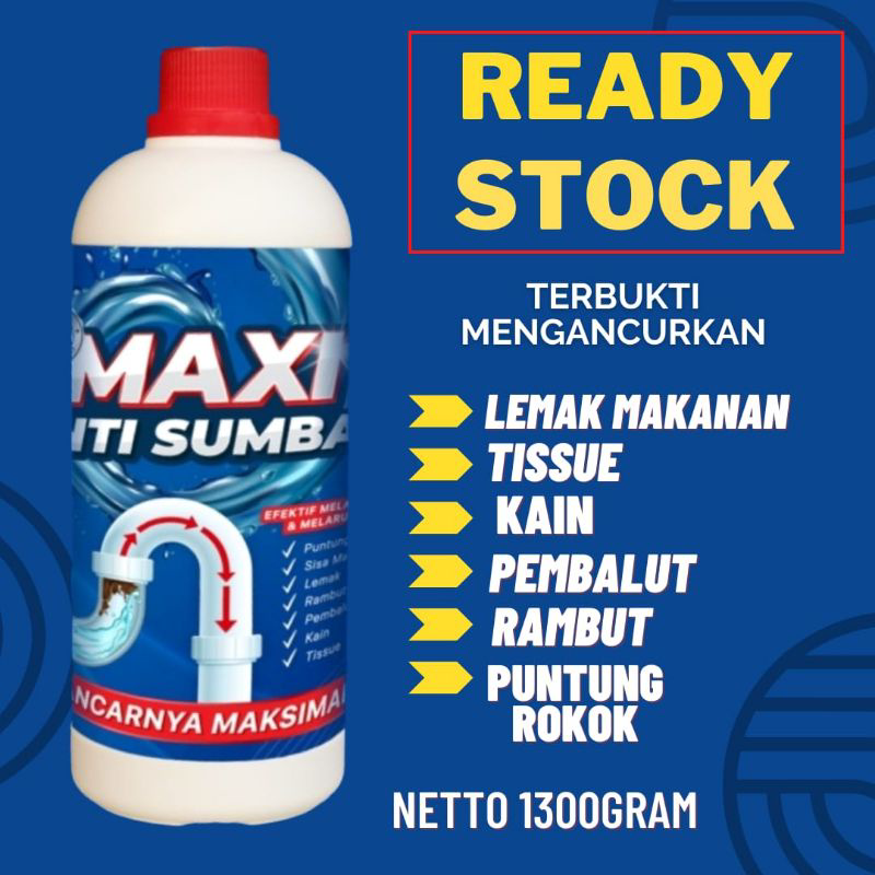Best Productcairan anti sumbat MAXI 1300 gram - pelancar pipa - anti subat wc - cairan wc mampet - pelancar wc tersumbat☑