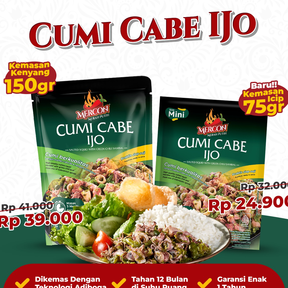 

【F⚡ASH SALE✅】 Mercon Merah Putih - Satuan || Cumi Cabe Ijo