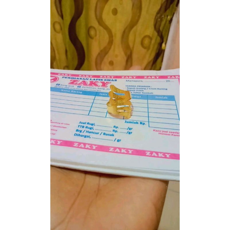 cincin kipas pasir  lapis emas 999