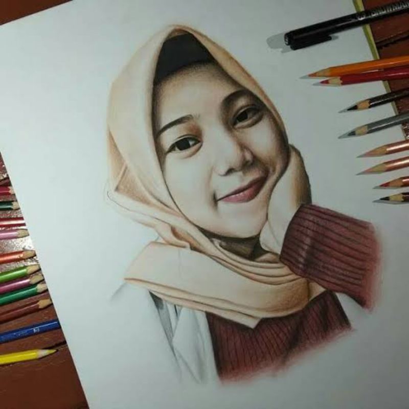 Lukisan wajah ukuran a4 / sketsa wajah pensil terbaik saat ini / cocok untuk hadiah ulang tahun, dan