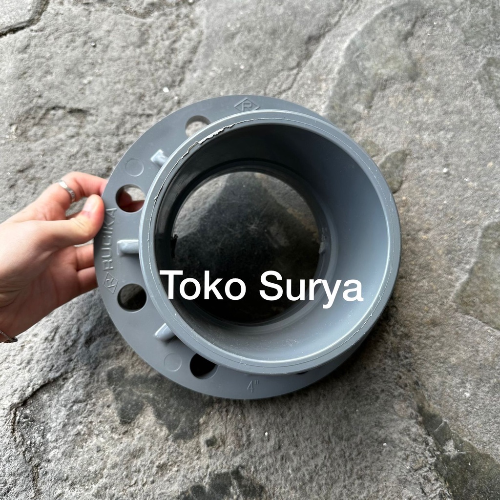 RCKflange4 - flange 4" Rucika Fitting PVC Rucika flen AW 4 inch in dim flange sock 4" flendes pipa 4