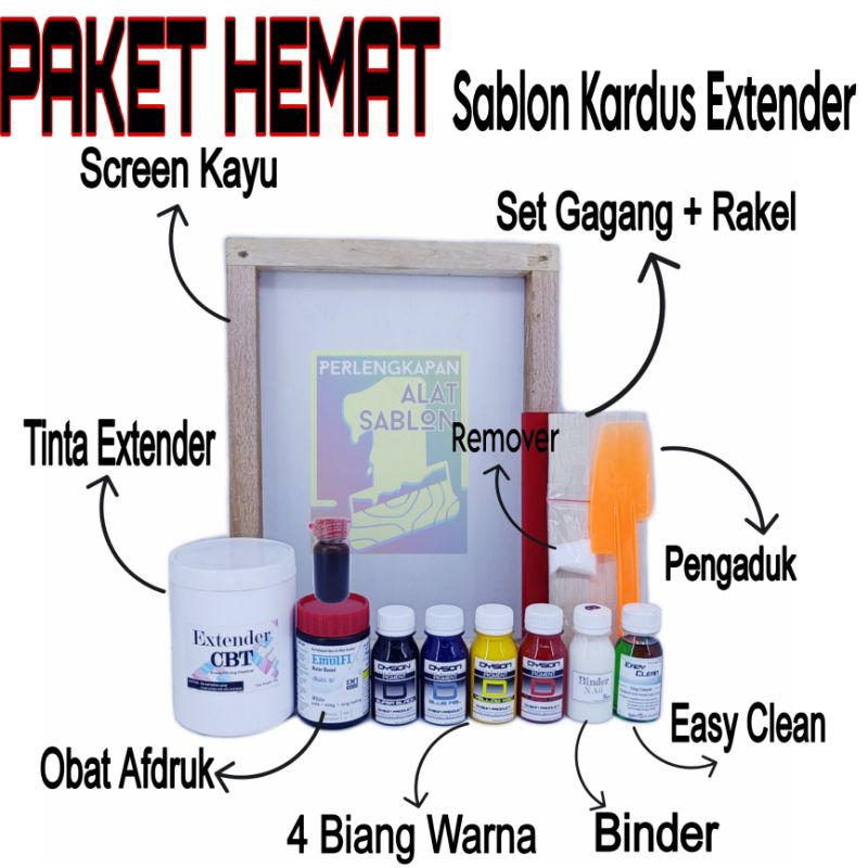 

PAKET PEMULA ALAT SABLON KARDUS TINTA EXTENDER