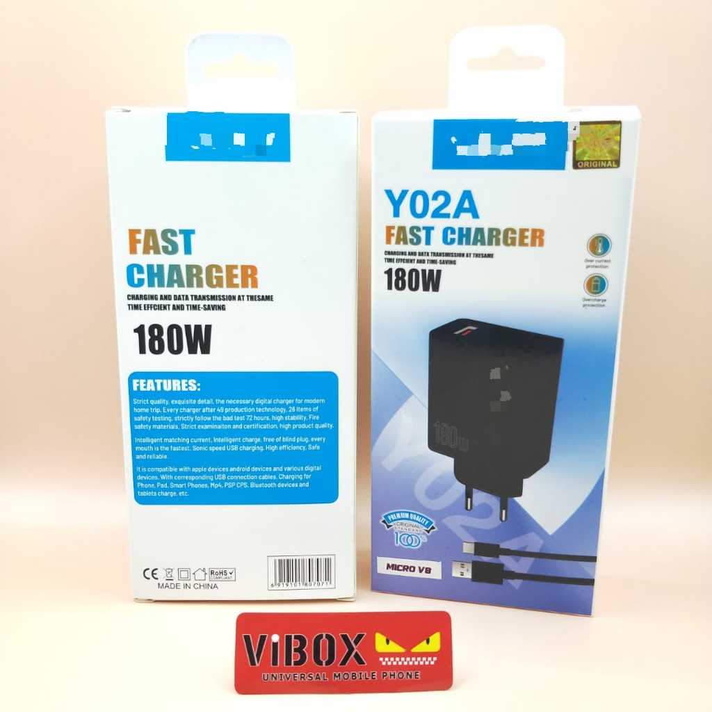 Charger Black Viv0 Y02A 180W Ori100% flash charge Support FastCharging kompatible semua hp smartphon
