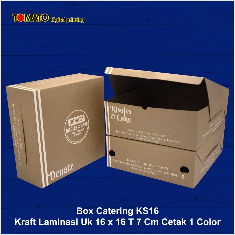 Box Catering, KTS 16x16 T 7 CM Kraft Laminasi Cetak Costum