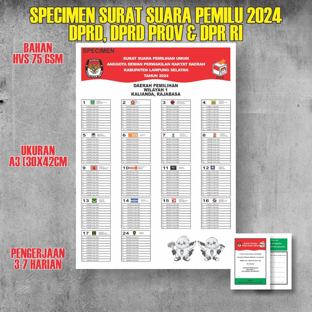 

Specimen Contoh Surat Suara Caleg Pemilu A3