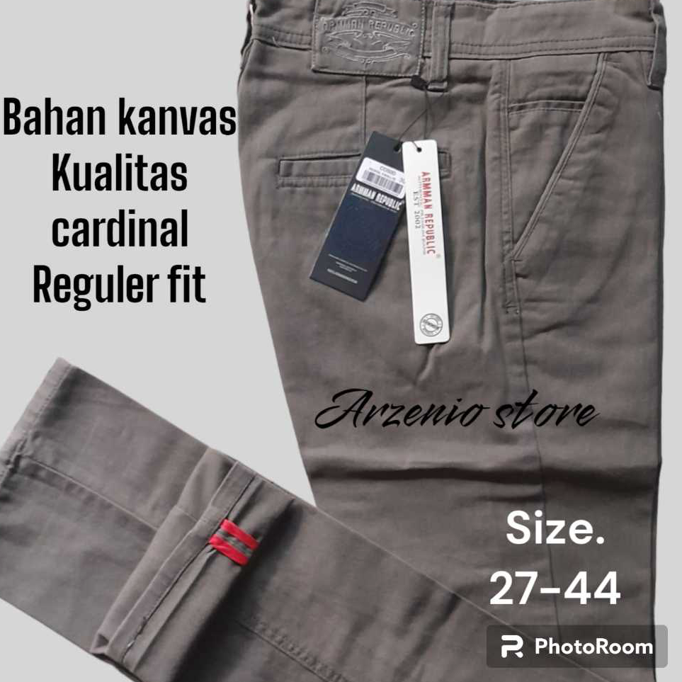 [KODE. I24N] Celana Panjang Pria Chinos Premium Original 100% bahan kanvas cardinal arman republic Jumbo 27 Sampai Big size 44