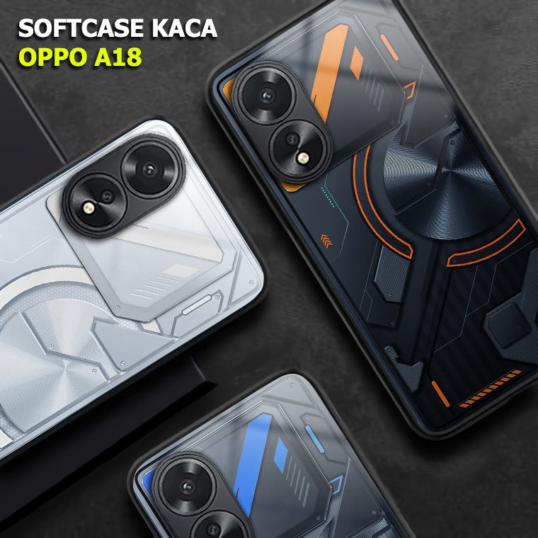 Softcase Glass kaca Oppo A18 [E686] Case HP Oppo A18 - Casing Oppo A18 - Softcase Oppo A18 Terbaru