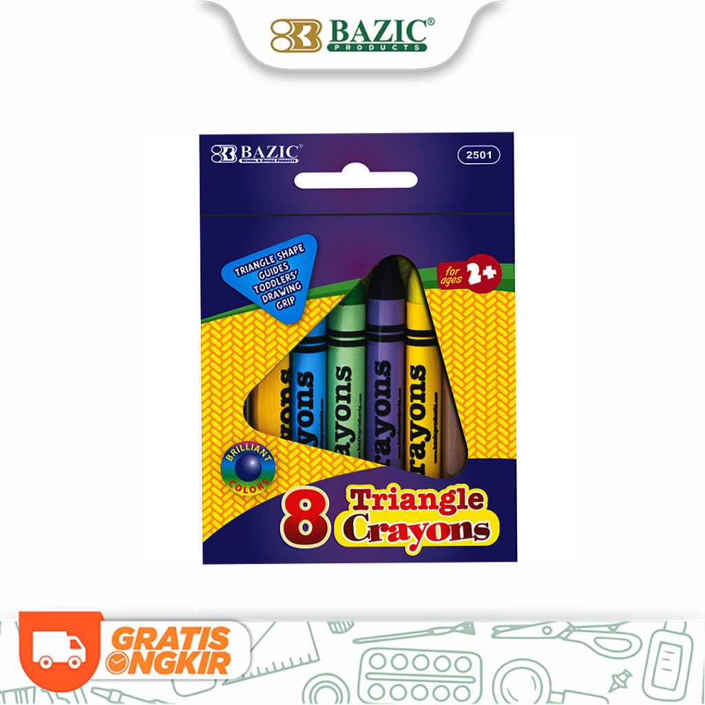 

Bazic 8 Color Premium Quality Jumbo Triangle Crayons - Krayon Jumbo