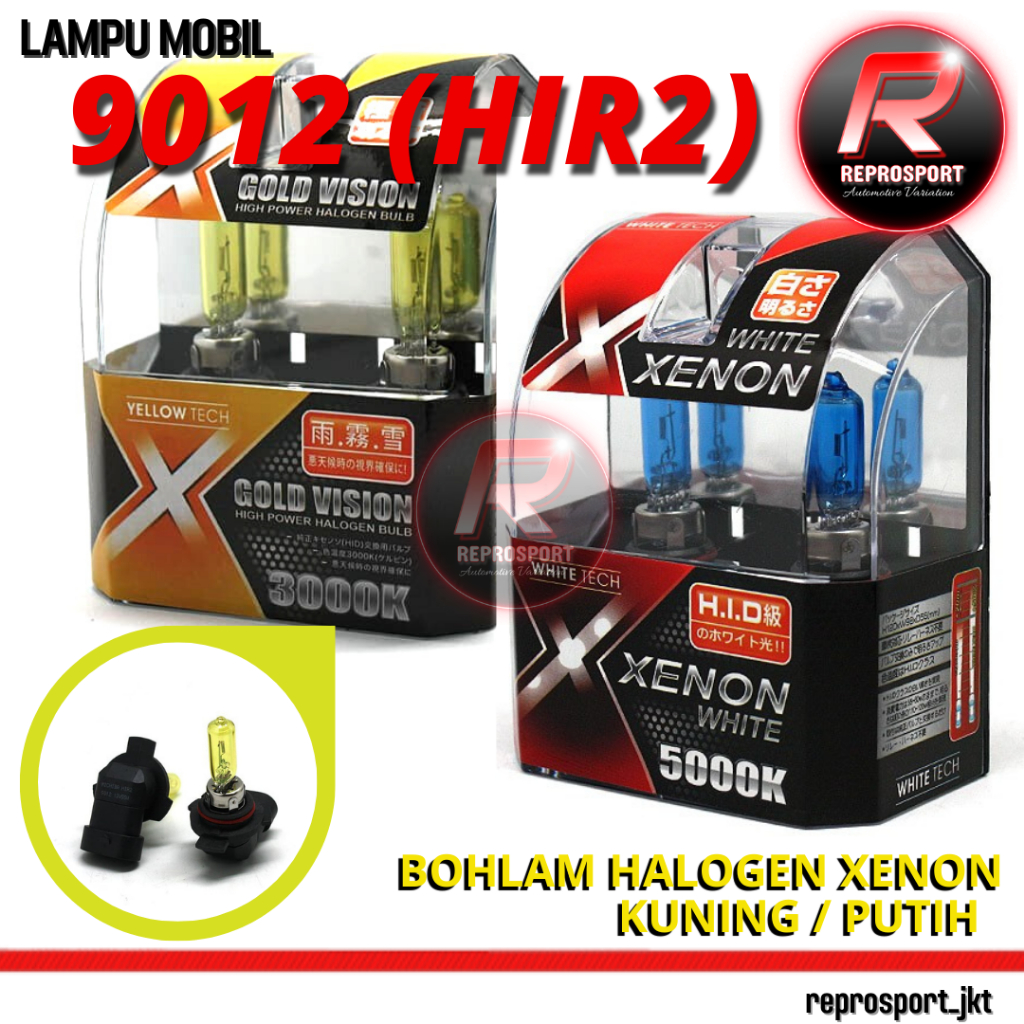 LAMPU MOBIL 9012 ( H1R2 ) BOHLAM HALOGEN XENON KUNING / PUTIH