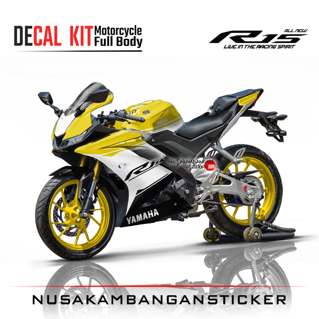 Decal Stiker R15 V3 VVA 155 - Putih Kuning Sticker Full Body