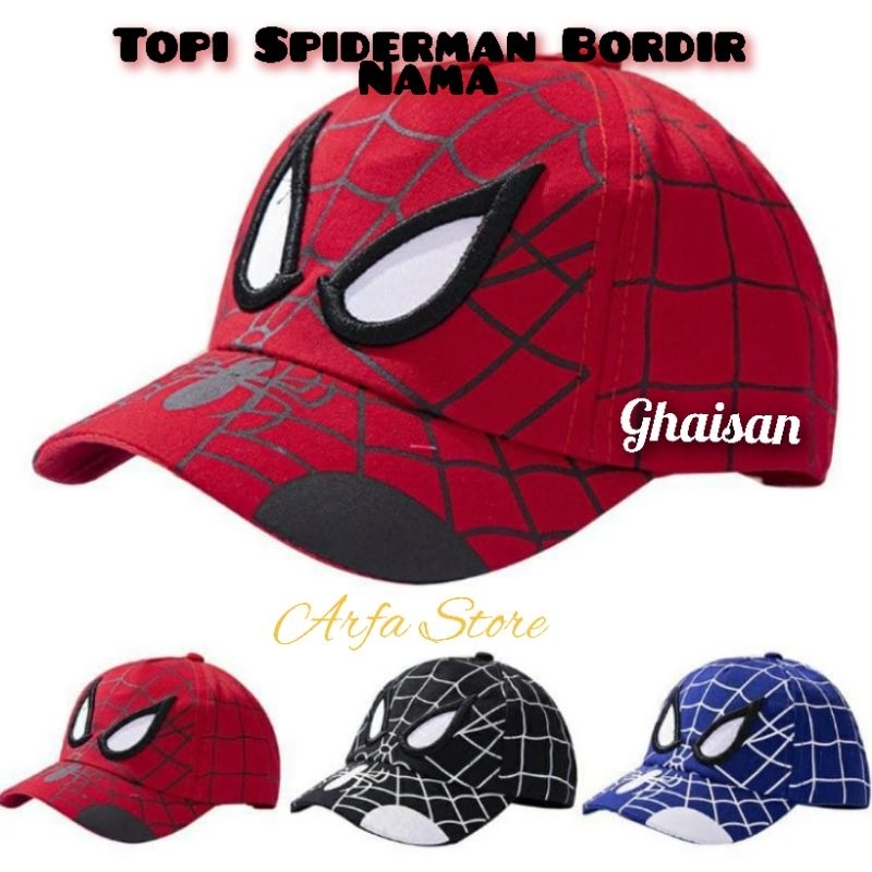 Topi Baseball Anak Spiderman Custom Bordir Nama