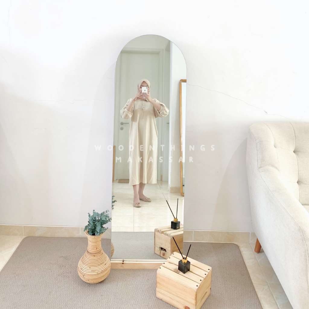 Mini Standing Arch Mirror / Standing Mirror Murah / Standing Mirror Full Body Khusus Pengiriman dala