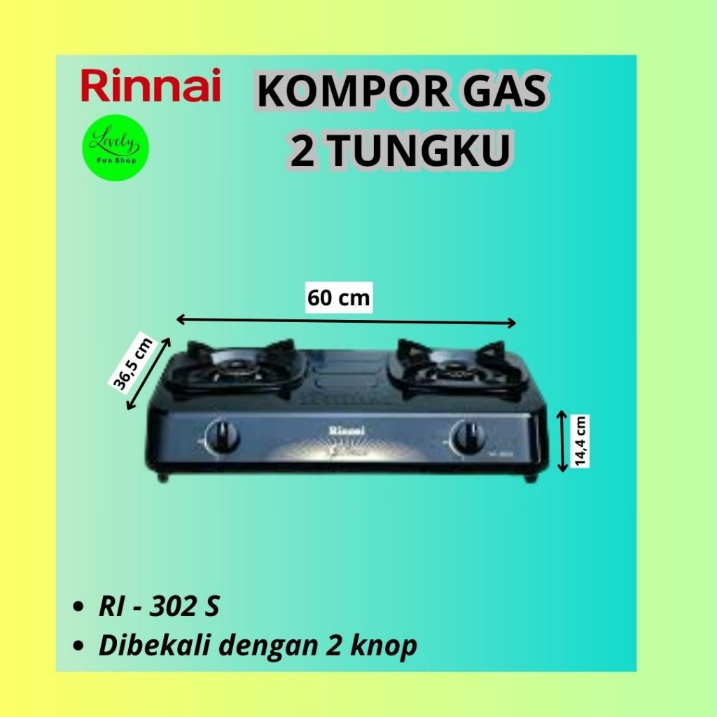 Kompor Rinnai 2 Tungku Stainless steel / Gas