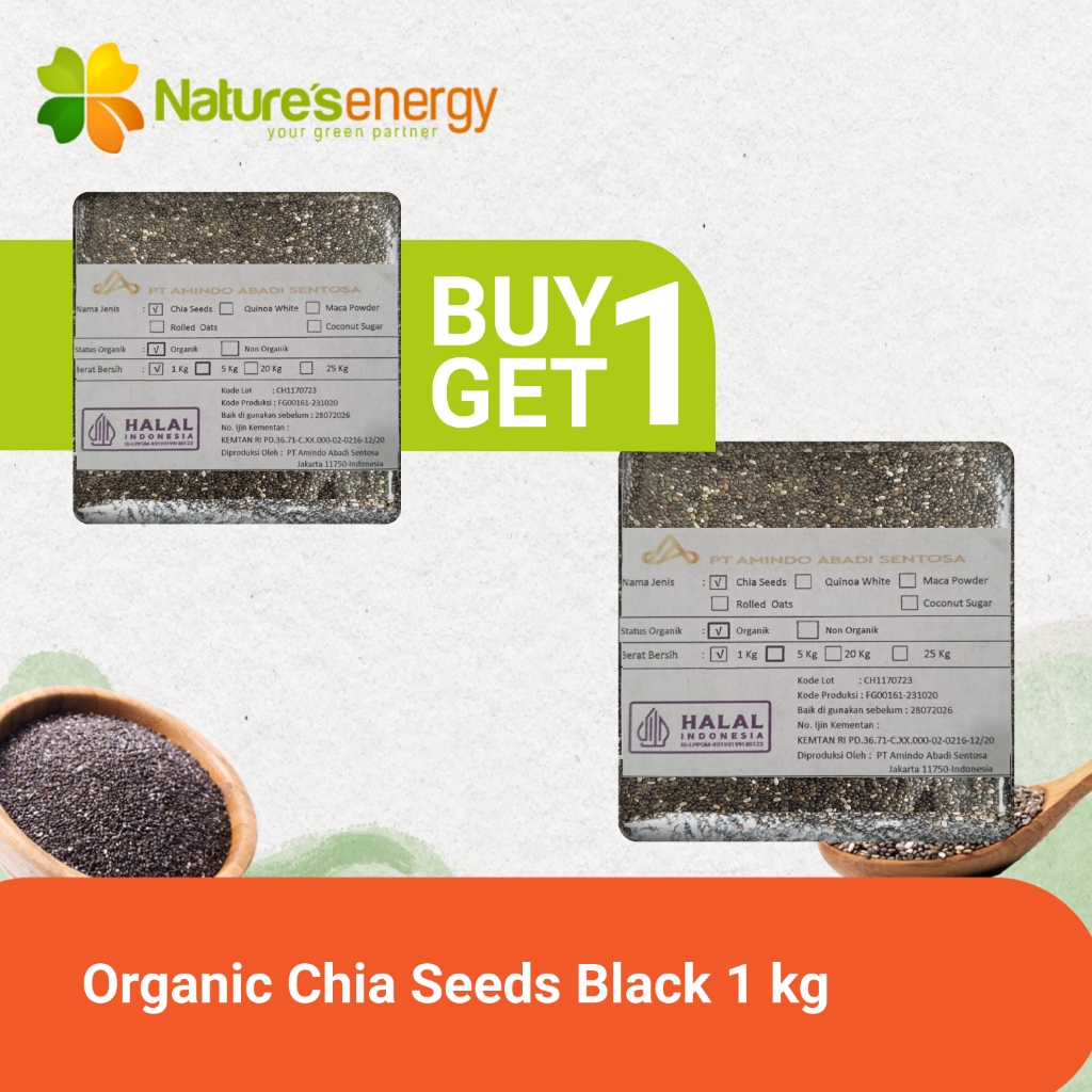 

Organic Chia Seeds Black 1 kg Buy 1 Get 1 Free