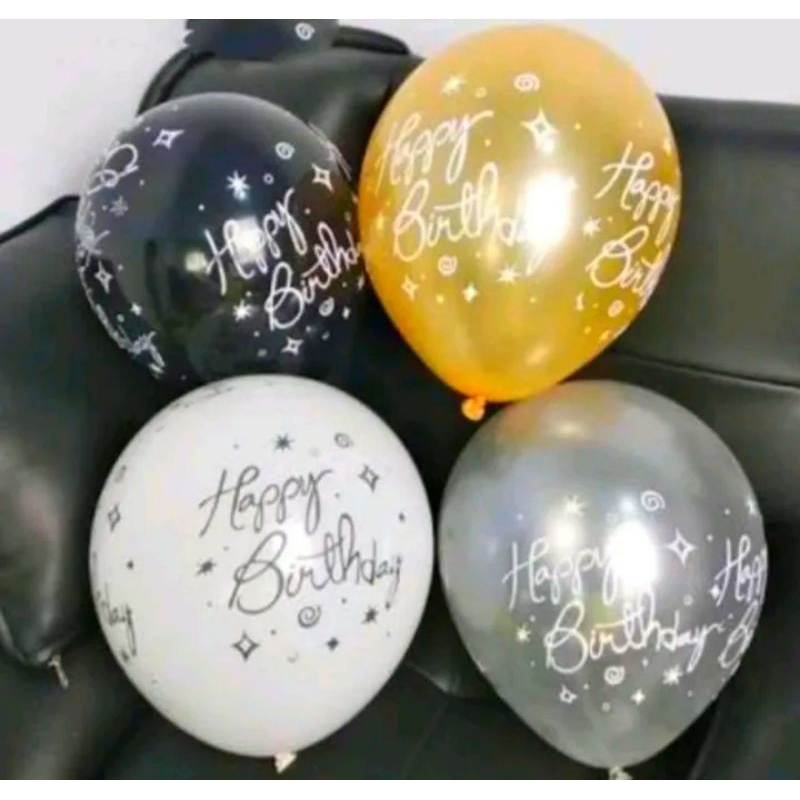 Balon Latex Tulisan Happy Birthday/ Balon Latex Motif Hbd/ Balon Tulisan Happy Birthday 12inch