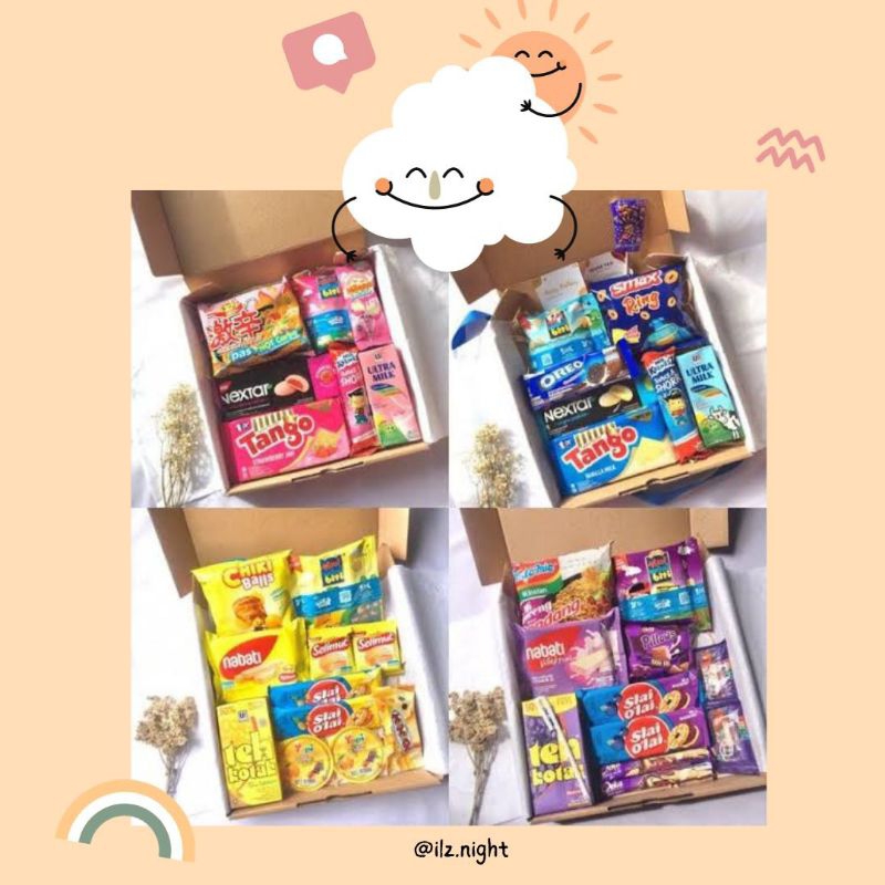 

[PO 2-5 HARI] HADIAH KADO HAMPERS SNACK BOX UNTUK GIFT WISUDA ULANG TAHUN ANNIVERSARY