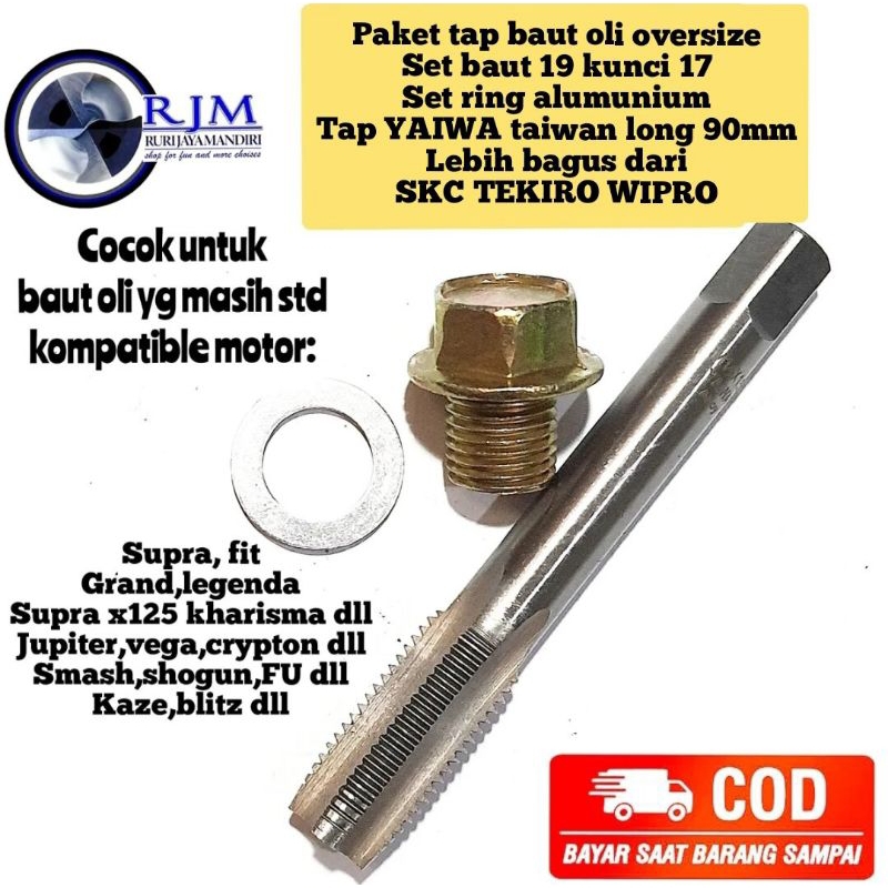 IS2446 Paket tap baut oli oversize Set baut 19 kunci 17 Set ring alumunium Tap YAIWA taiwan long 90m