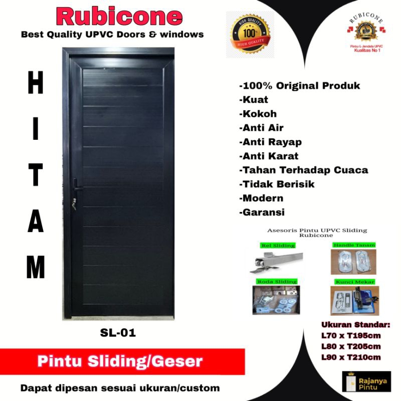 Pintu Sliding Upvc Rubicone SL 01 Hitam