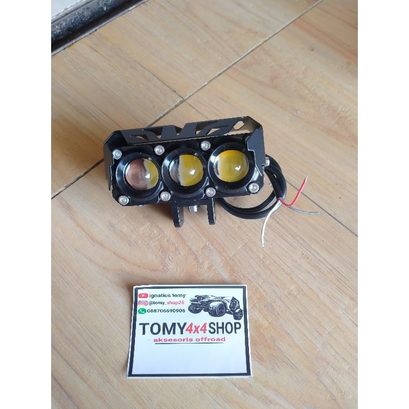 lampu tembak LED 3 mata lampu universal nyala terang
