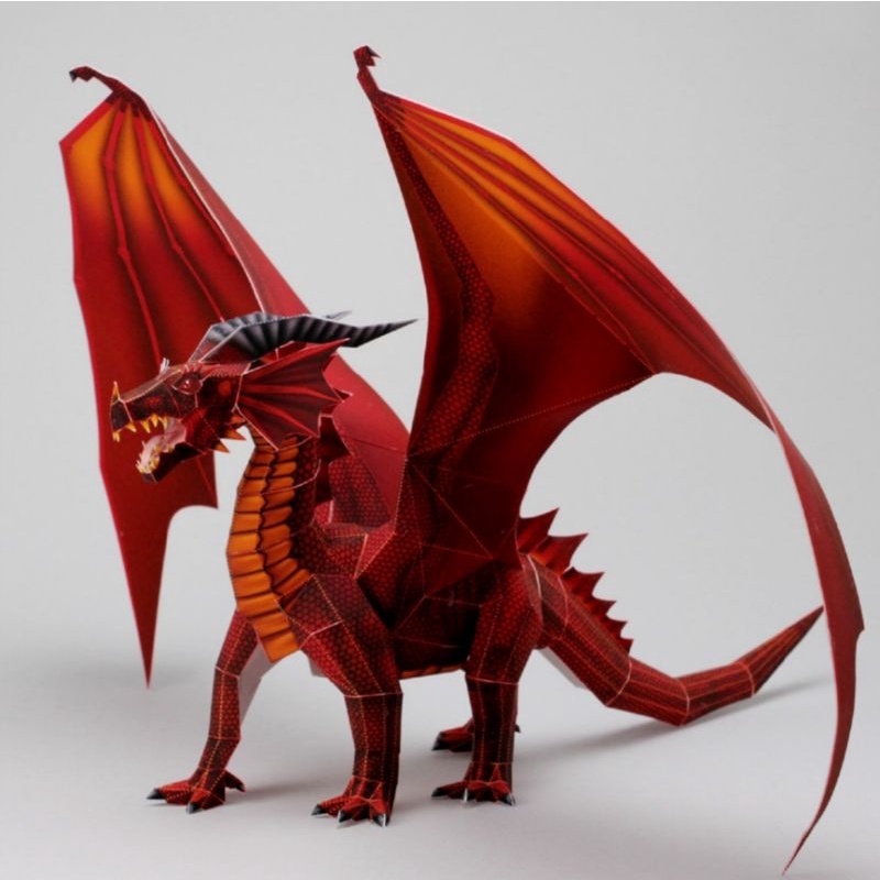 Papercraft Red Dragon Miniatur Kertas