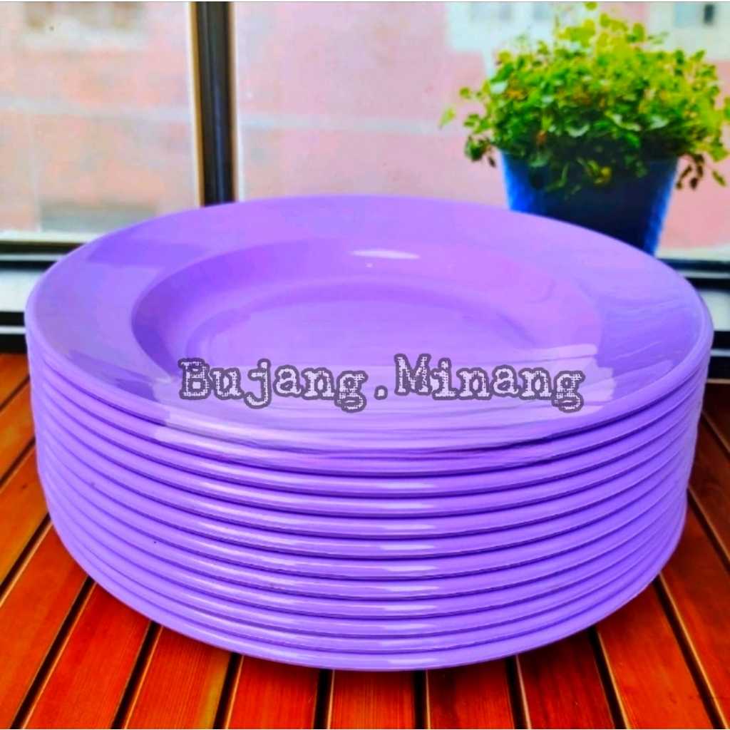 BM - (12pcs) Piring makan Melamin Ungu / Piring Melamin Bulat (P.09) / Piring Melamin Bisa COD