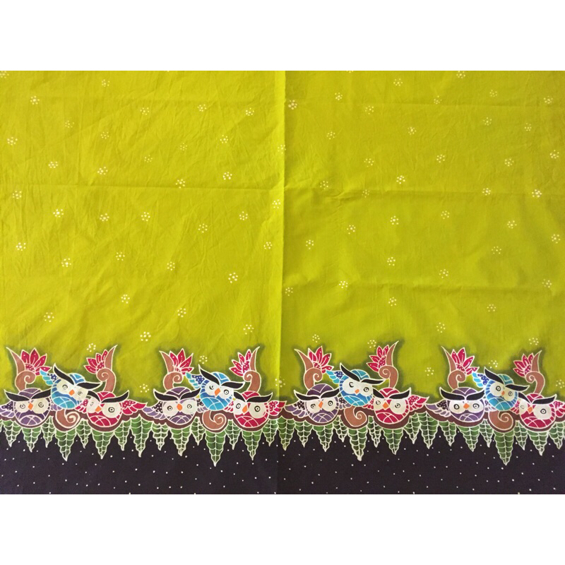PRE ORDER KAIN BATIK TULIS Motif Burung Hantu warna hijau lemon