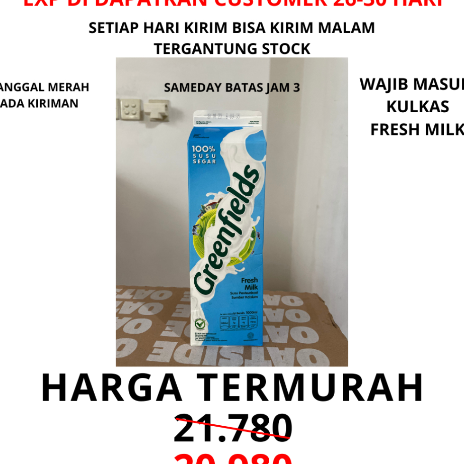 

JXSD3507 9.9 BRANDS FESTIVAL Greenfields Fresh Milk 1 lt liter seliter | susu segar greenfield 1000 ml green fields