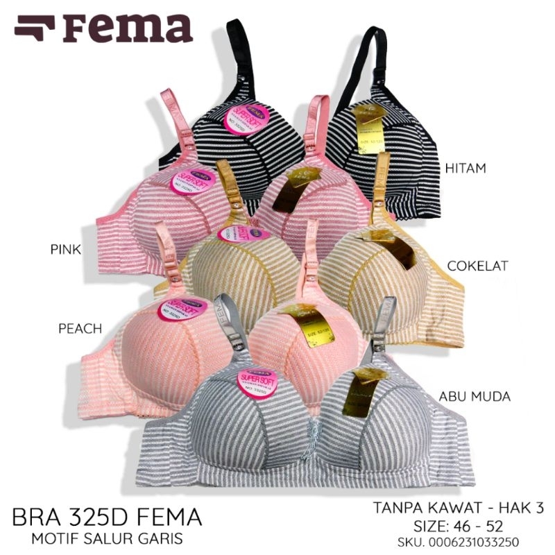 BRA BH SUPER JUMBO CUP D FEMA 3325D BH Big Size 46-52 Busa Tanpa Kawat/Bh Jumbo HAK 3 Big Size Salur